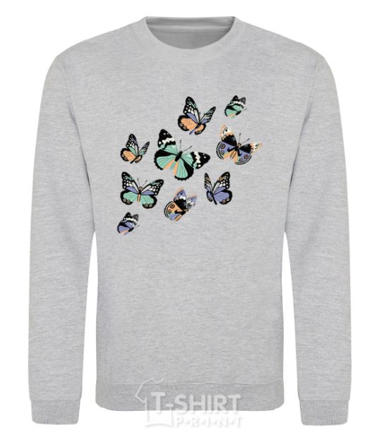 Sweatshirt A drawing of butterflies sport-grey фото