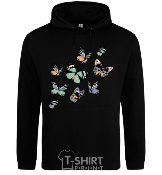 Men`s hoodie A drawing of butterflies black фото