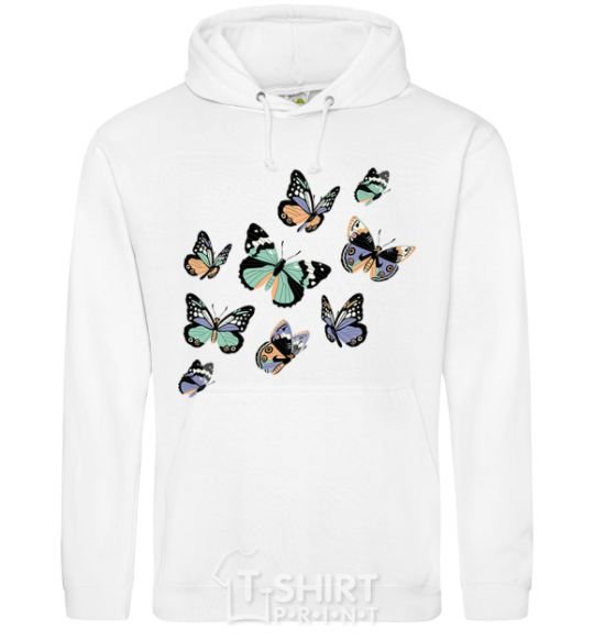 Men`s hoodie A drawing of butterflies White фото