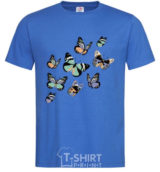 Men's T-Shirt A drawing of butterflies royal-blue фото