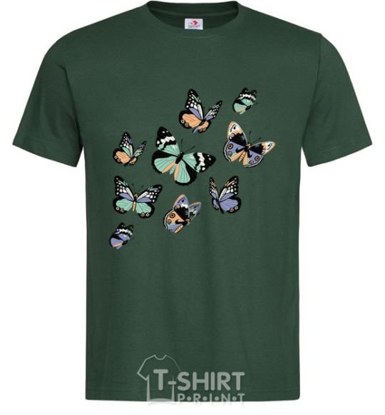 Men's T-Shirt A drawing of butterflies bottle-green фото