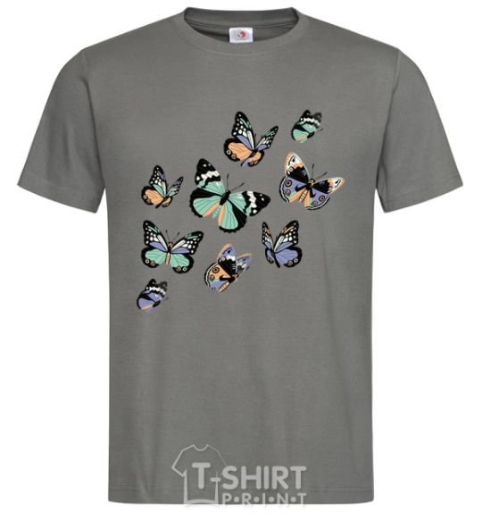 Men's T-Shirt A drawing of butterflies dark-grey фото