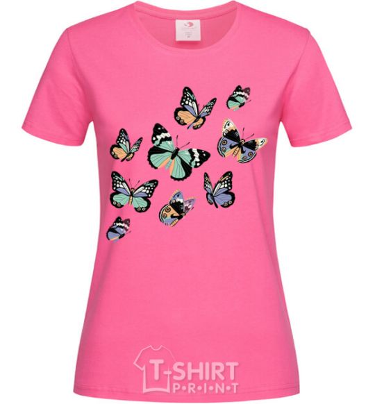Women's T-shirt A drawing of butterflies heliconia фото