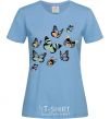 Women's T-shirt A drawing of butterflies sky-blue фото