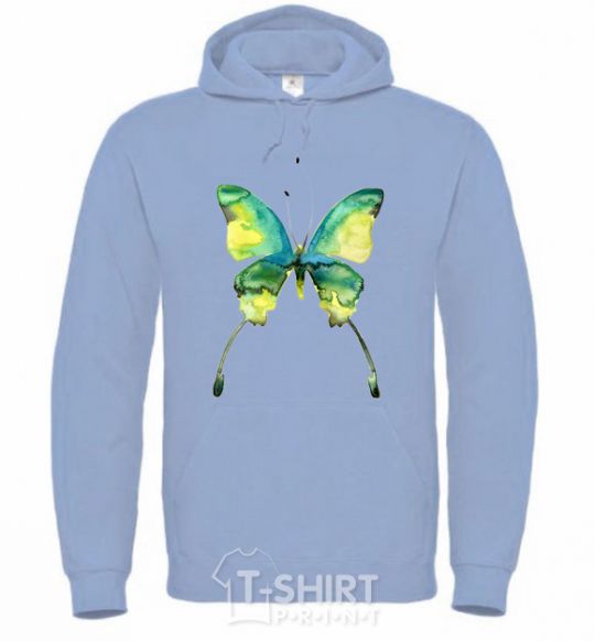 Men`s hoodie Yellow butterfly sky-blue фото