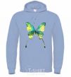 Men`s hoodie Yellow butterfly sky-blue фото