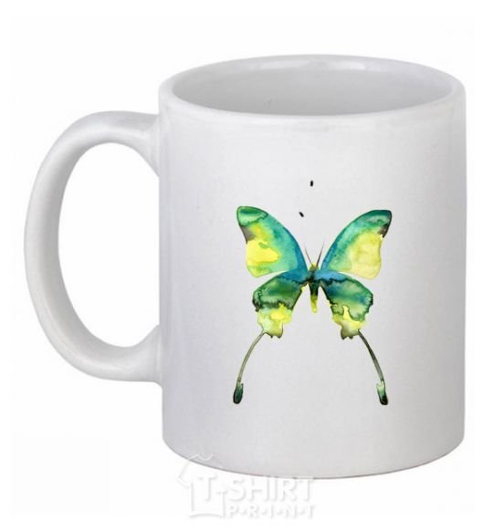 Ceramic mug Yellow butterfly White фото