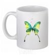 Ceramic mug Yellow butterfly White фото