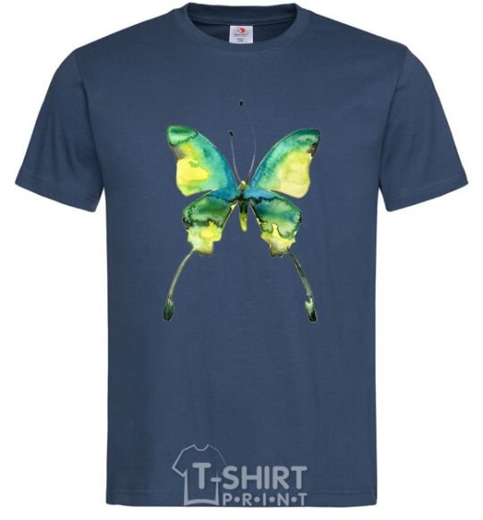 Men's T-Shirt Yellow butterfly navy-blue фото