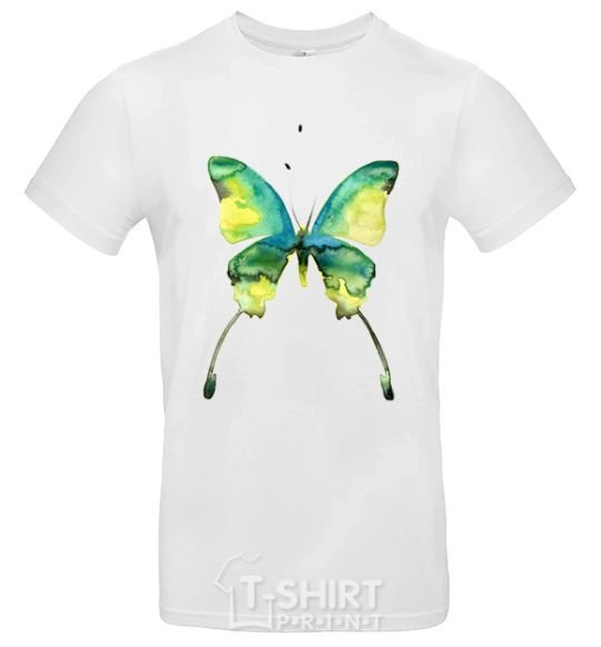 Men's T-Shirt Yellow butterfly White фото