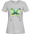 Women's T-shirt Yellow butterfly grey фото