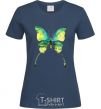 Women's T-shirt Yellow butterfly navy-blue фото