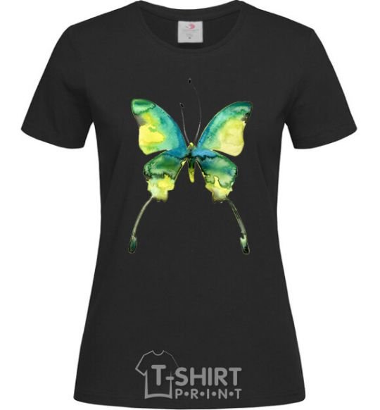 Women's T-shirt Yellow butterfly black фото