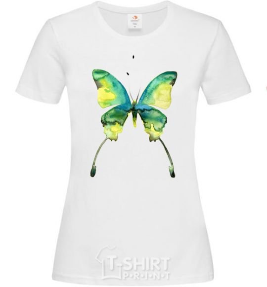 Women's T-shirt Yellow butterfly White фото