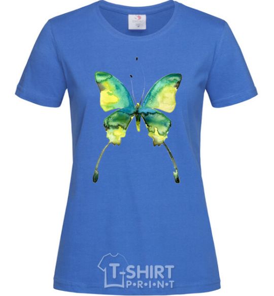 Women's T-shirt Yellow butterfly royal-blue фото