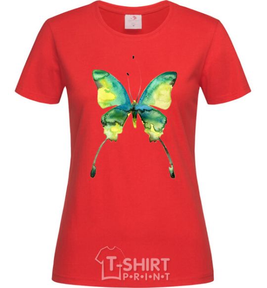 Women's T-shirt Yellow butterfly red фото