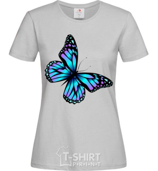 Women's T-shirt Acid butterfly grey фото