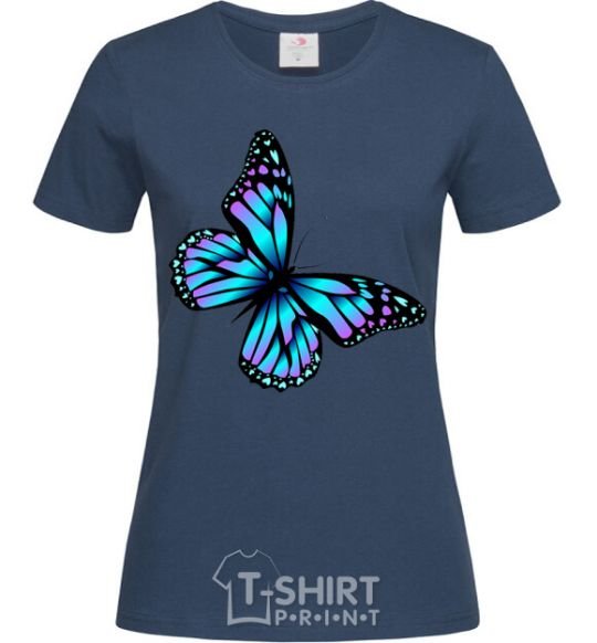 Women's T-shirt Acid butterfly navy-blue фото