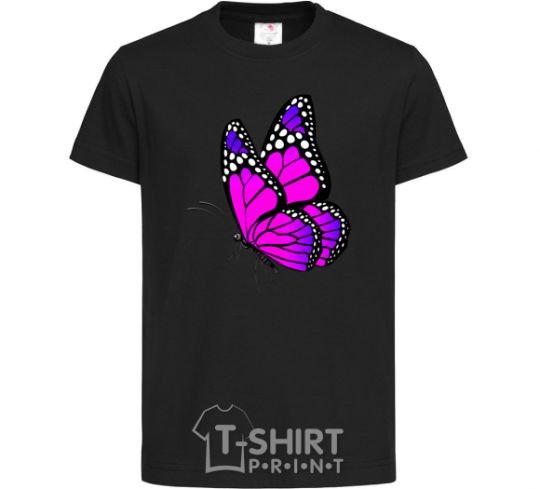 Kids T-shirt A bright pink butterfly black фото