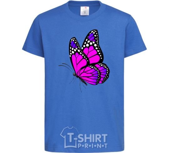 Kids T-shirt A bright pink butterfly royal-blue фото