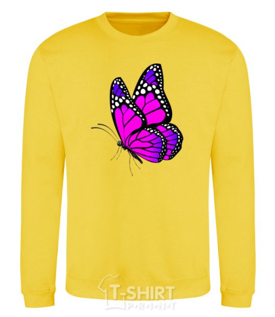 Sweatshirt A bright pink butterfly yellow фото