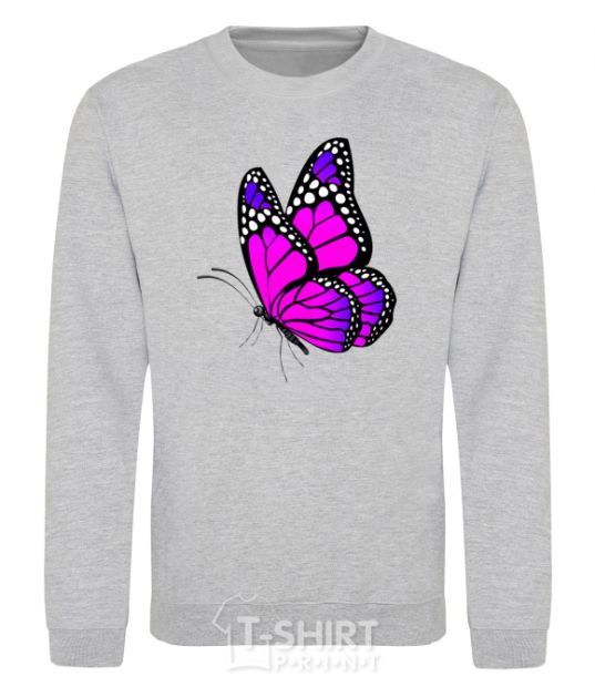 Sweatshirt A bright pink butterfly sport-grey фото