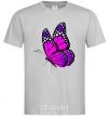 Men's T-Shirt A bright pink butterfly grey фото