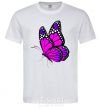 Men's T-Shirt A bright pink butterfly White фото