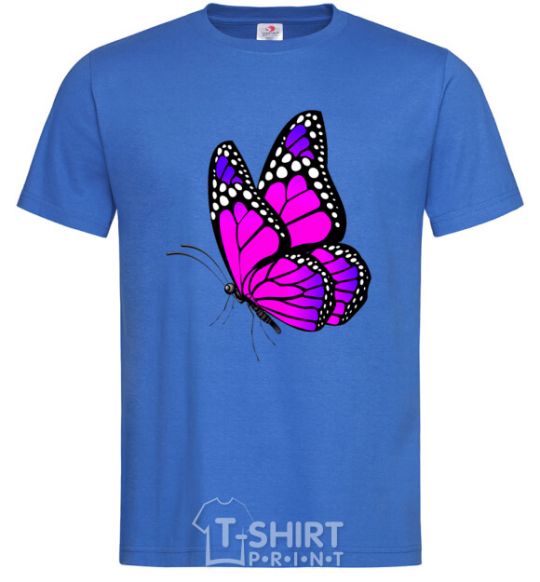 Мужская футболка Ярко розовая бабочка Ярко-синий фото