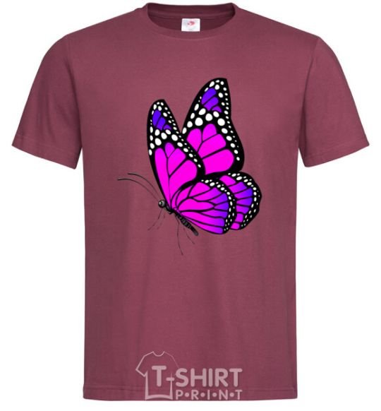 Men's T-Shirt A bright pink butterfly burgundy фото