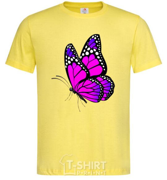 Мужская футболка Ярко розовая бабочка Лимонный фото