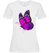 Women's T-shirt A bright pink butterfly White фото