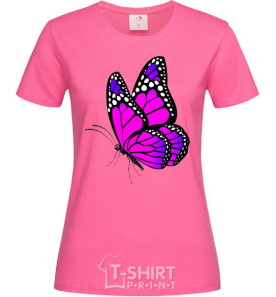 Women's T-shirt A bright pink butterfly heliconia фото