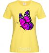 Women's T-shirt A bright pink butterfly cornsilk фото