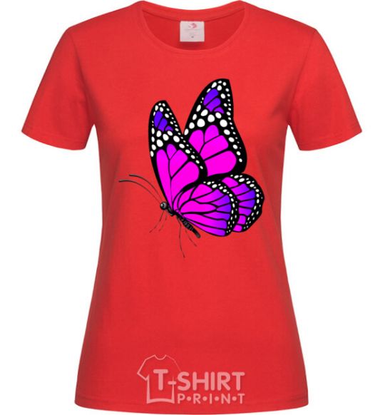 Women's T-shirt A bright pink butterfly red фото