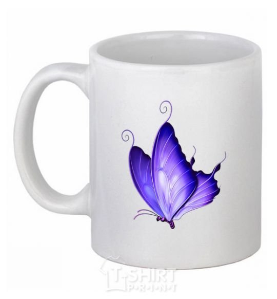 Ceramic mug Flying butterfly White фото