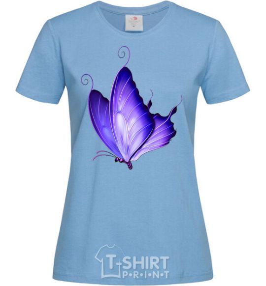 Women's T-shirt Flying butterfly sky-blue фото