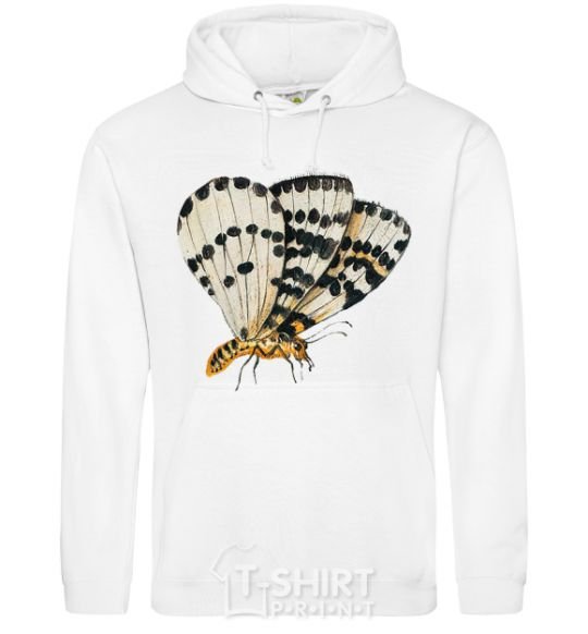 Men`s hoodie Realistic butterfly White фото