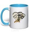 Mug with a colored handle Realistic butterfly sky-blue фото