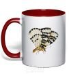 Mug with a colored handle Realistic butterfly red фото