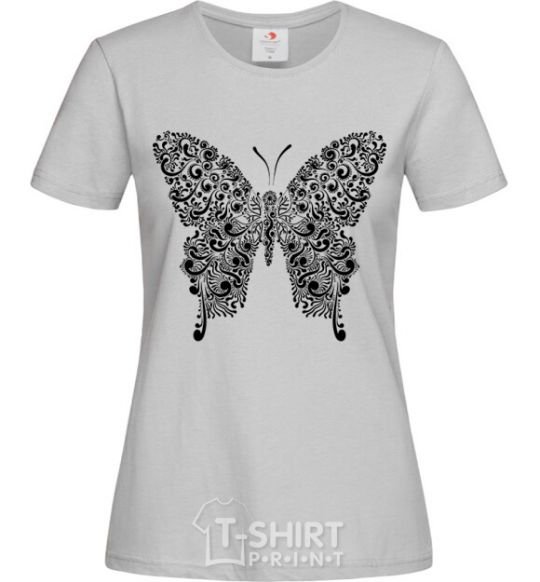 Women's T-shirt Butterfly pattern grey фото