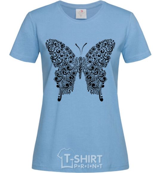 Women's T-shirt Butterfly pattern sky-blue фото