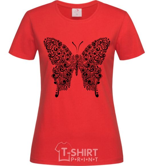 Women's T-shirt Butterfly pattern red фото