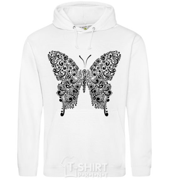 Men`s hoodie Butterfly pattern White фото