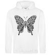 Men`s hoodie Butterfly pattern White фото