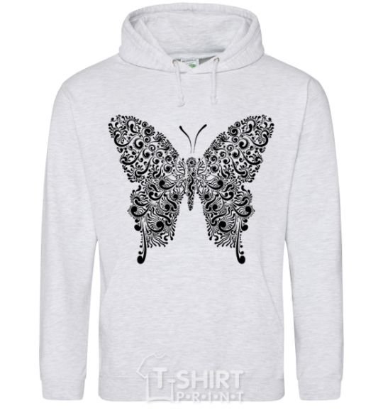 Men`s hoodie Butterfly pattern sport-grey фото