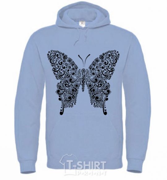 Men`s hoodie Butterfly pattern sky-blue фото