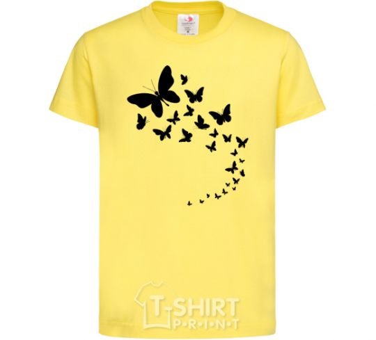 Kids T-shirt Butterflies in flight cornsilk фото