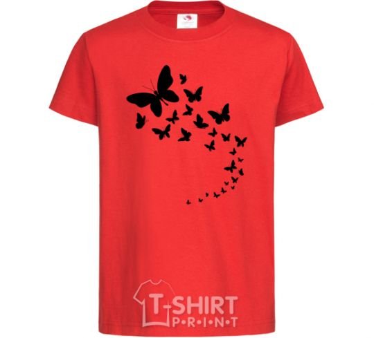 Kids T-shirt Butterflies in flight red фото