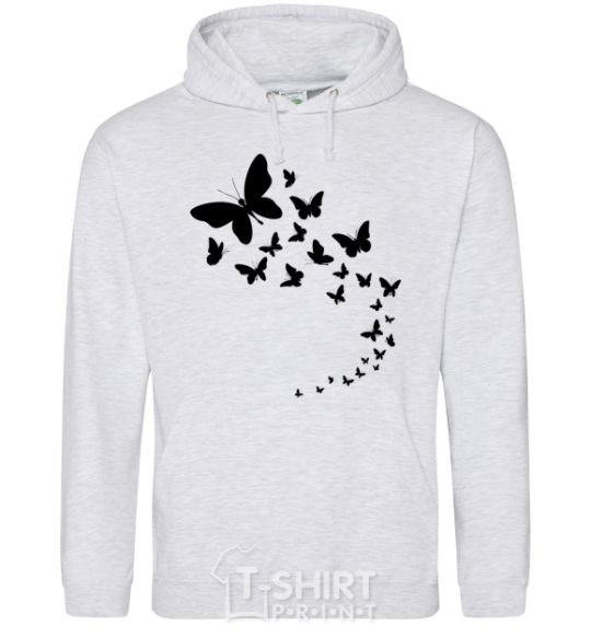 Men`s hoodie Butterflies in flight sport-grey фото